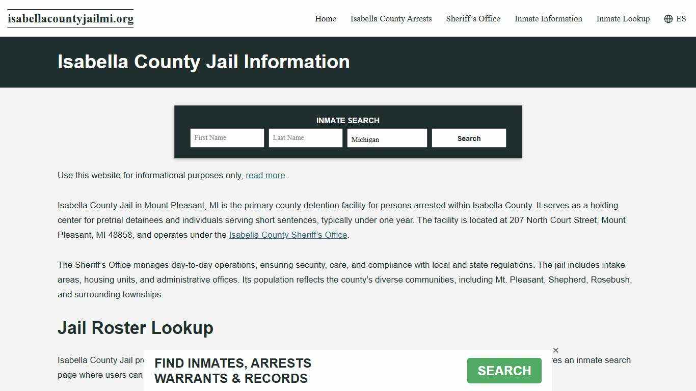 Isabella County, MI Jail Roster, Inmate Info