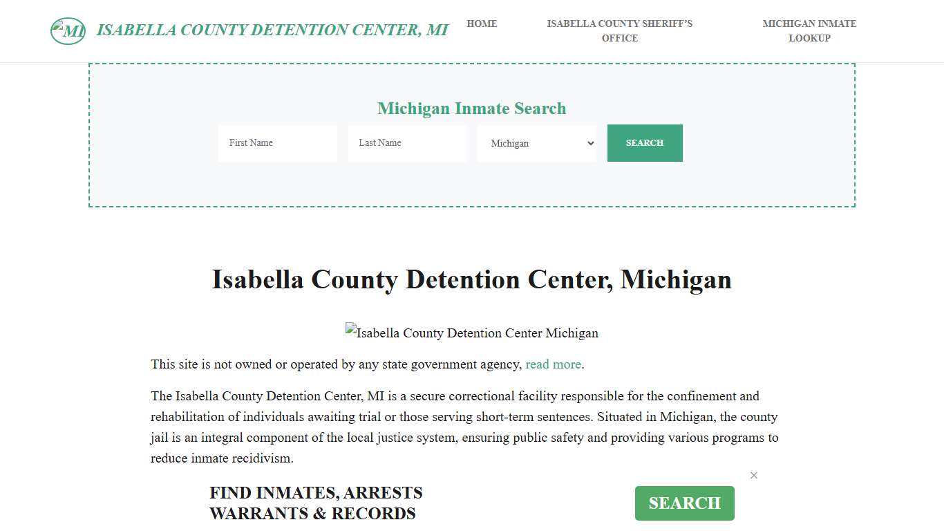 Isabella County Detention Center, MI Inmate Roster, Offender Search